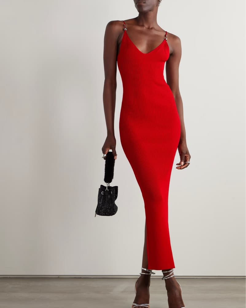 Versace Ribbed Knit Jersey Dress - Image 1
