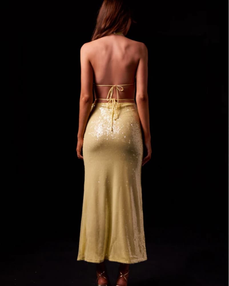 PepperMayo Yellow Sequin Maxi Dress - Image 3