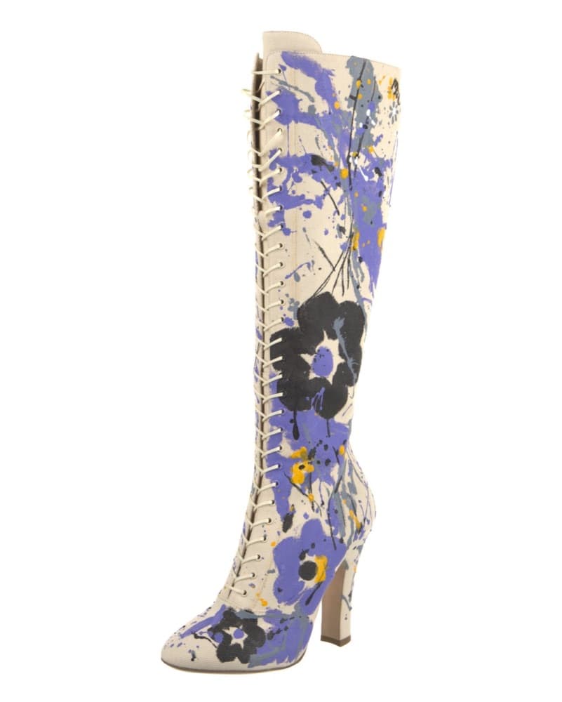 MIU MIU Canvas Floral Knee High Boots - Image 5
