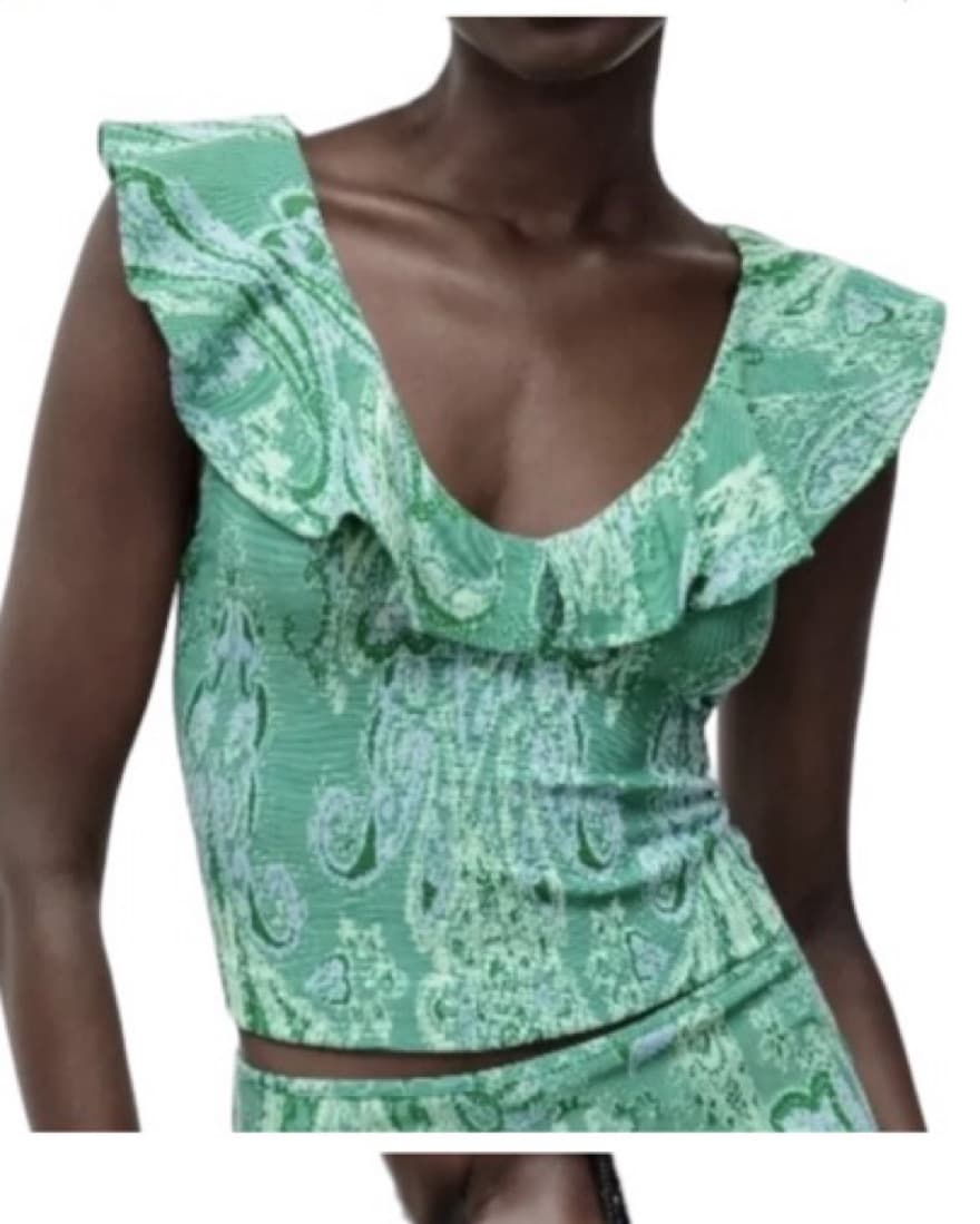 Zara Cropped Paisley Top - Image 5