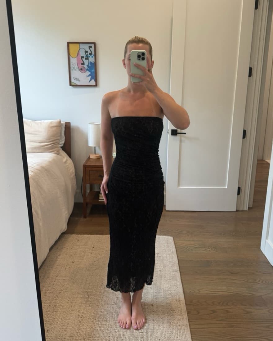 Zara Strapless Black Lace Dress - Image 1