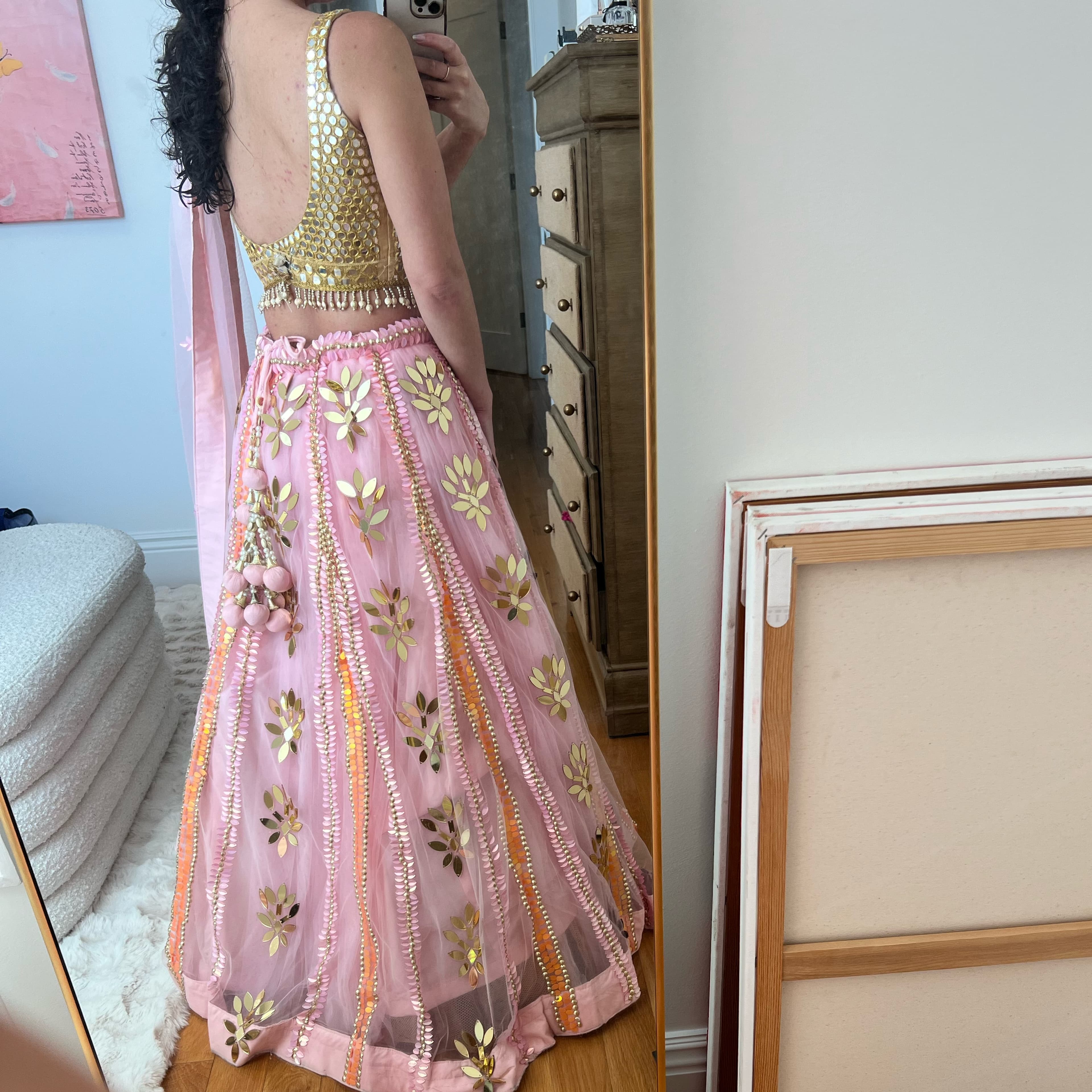 Pink Mirror Lehenga - Image 2