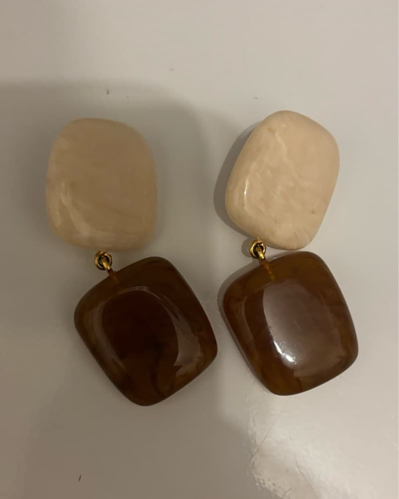 Sezane Brown & Cream Earring & Bracelet - Image 4