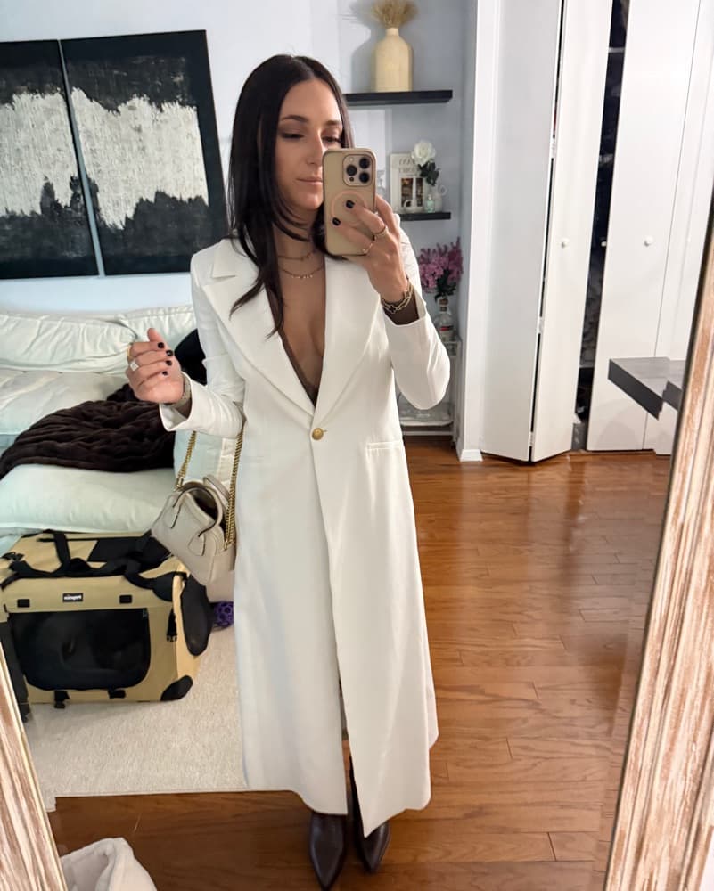 Alice & Olivia White Long Trench Coat - Image 2