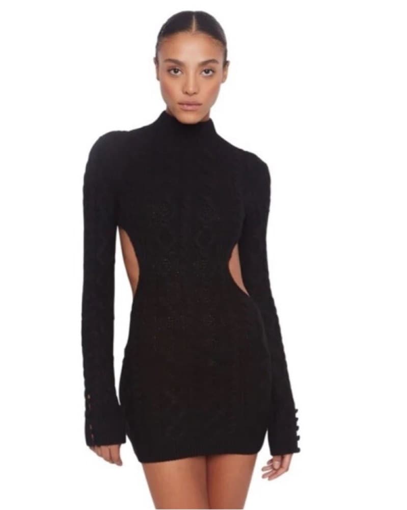 GUIZIO Cable Knit Backless Dress - Image 1