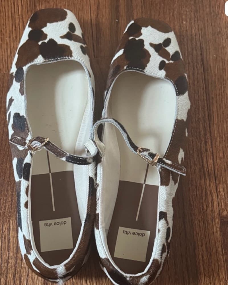 Cow Fur Printed Ballet Flats   - Image 3