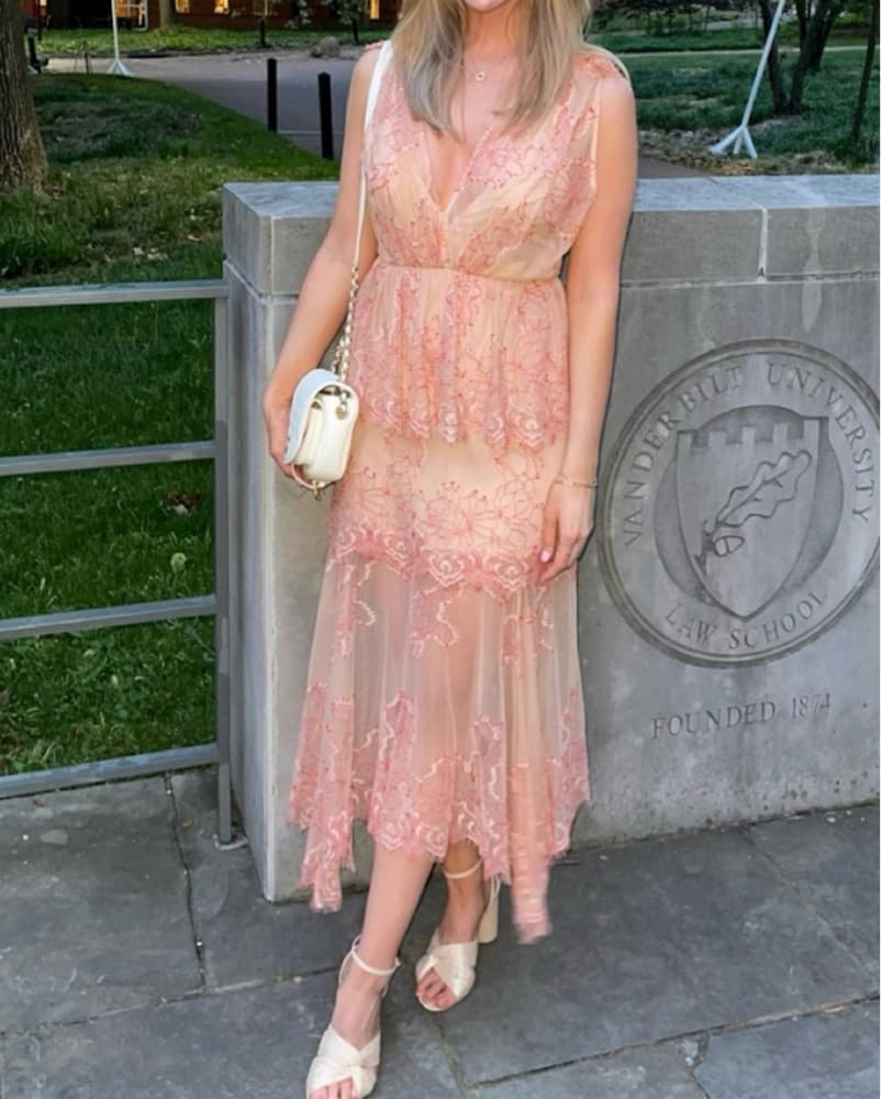 Alice McCall Midi Tiered Lace Dress - Image 2