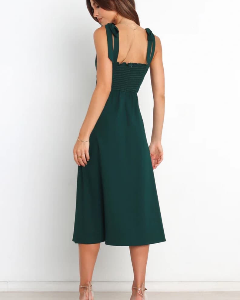 Emerald Green Tie Midi Dress  - Image 2