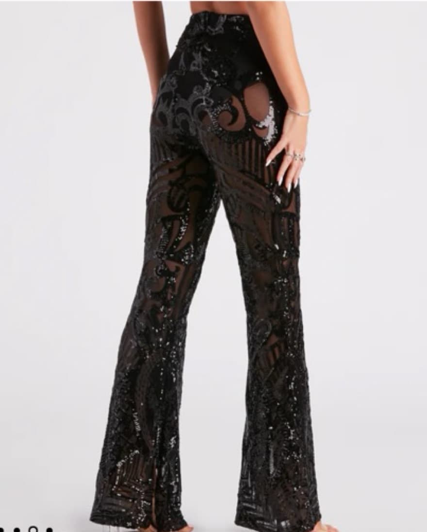 Glitzy Night Out Sequin Flare Pants - Image 3