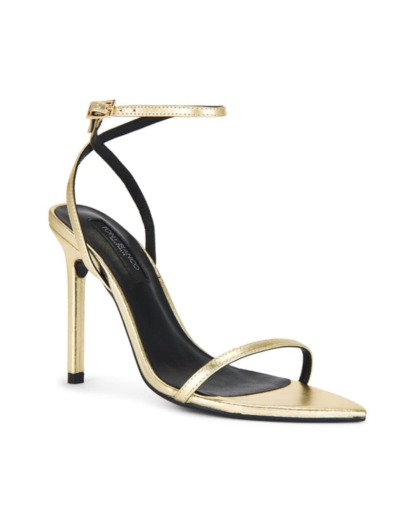 Sleek Gold Strappy Heels  - Image 1