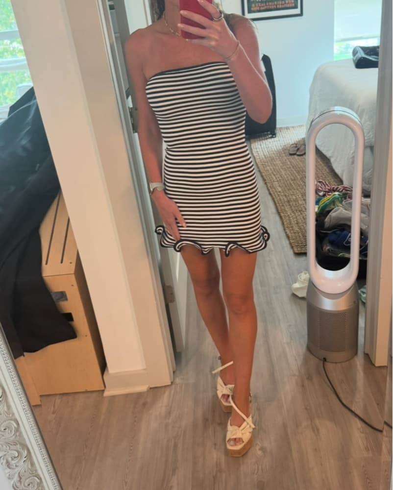 Ruffle Hem Strapless Mini Dress - Image 2