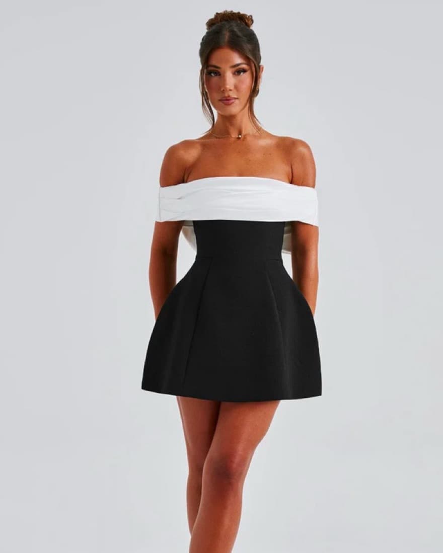 Delta Mini Dress - Black/White - Image 3