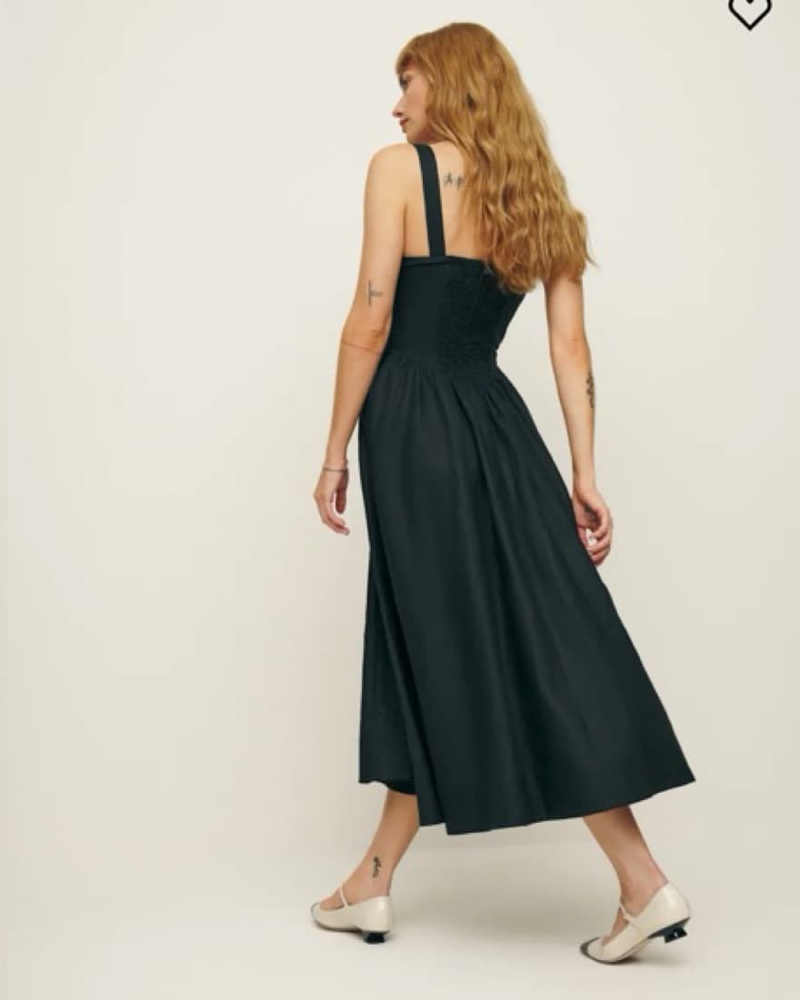 Reformation Black Linen Midi Dress - Image 2