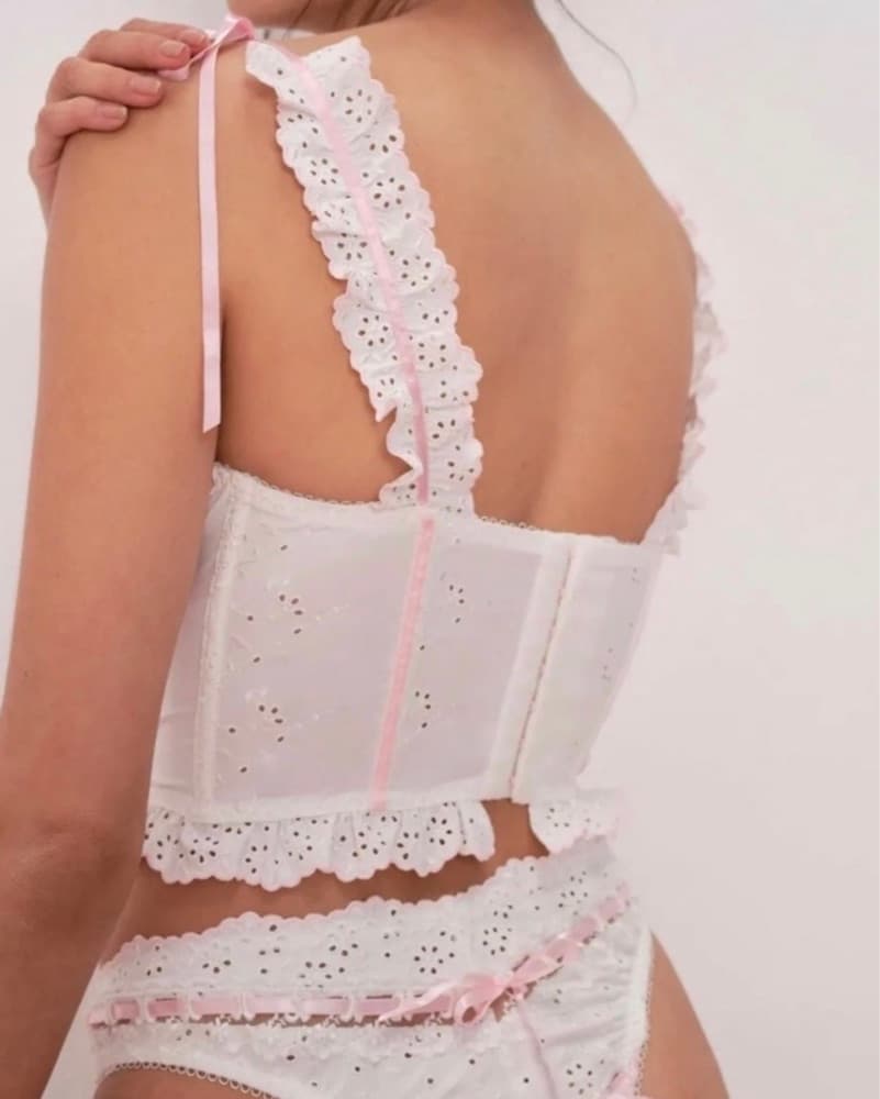 Swirl Pink Eyelet Lace Bustier Top - Image 3