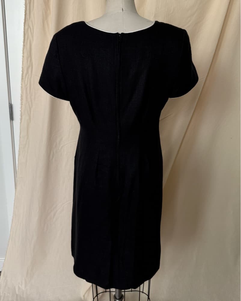 Vintage Black Dress With White Trim - Image 3