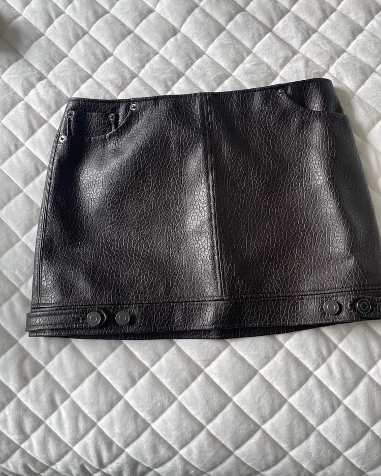Vegan Brown Leather Mini Skirt  - Image 1