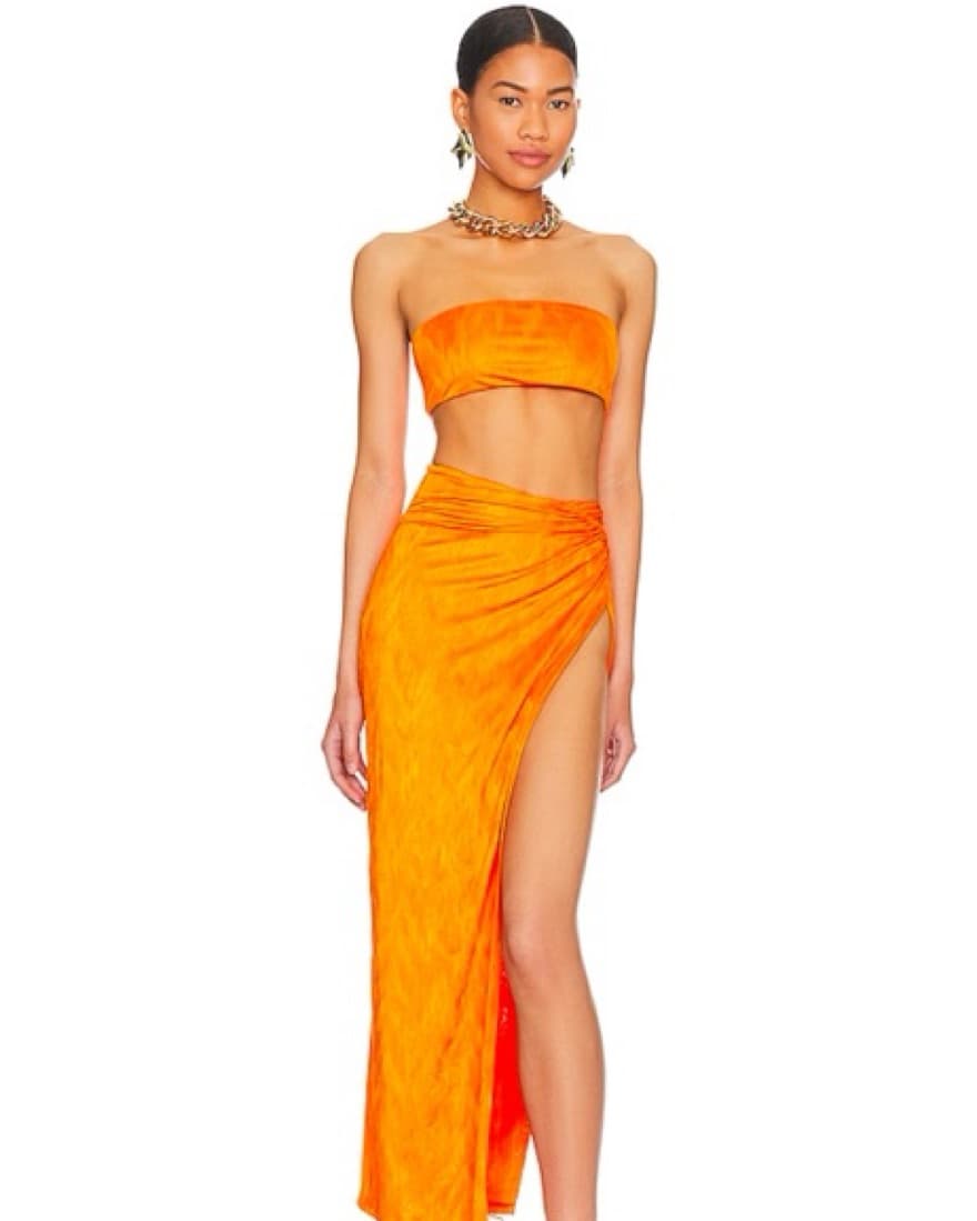 Karolyna Maxi Skirt Set in Orange - Image 2