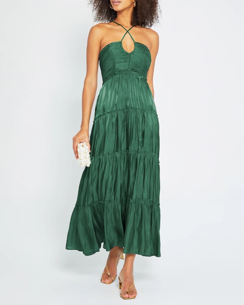 Emerald Green Tiered Maxi Dress - Image 1