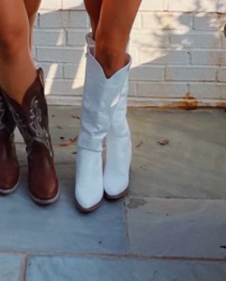 white knee high cowboy boots - Image 1