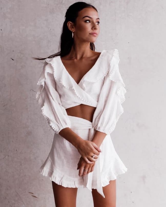 Ruffle White Romper - Image 3