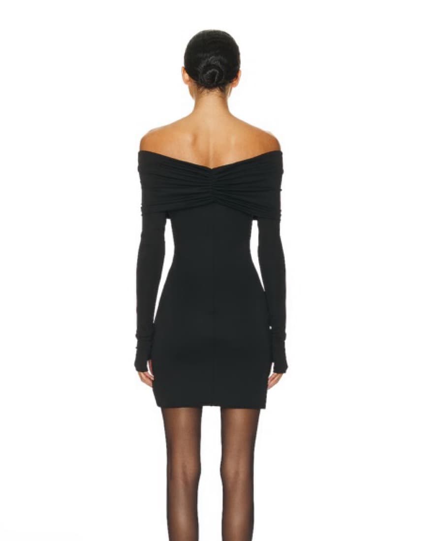 Helsa Jersey Off Shoulder Black Dress S - Image 2