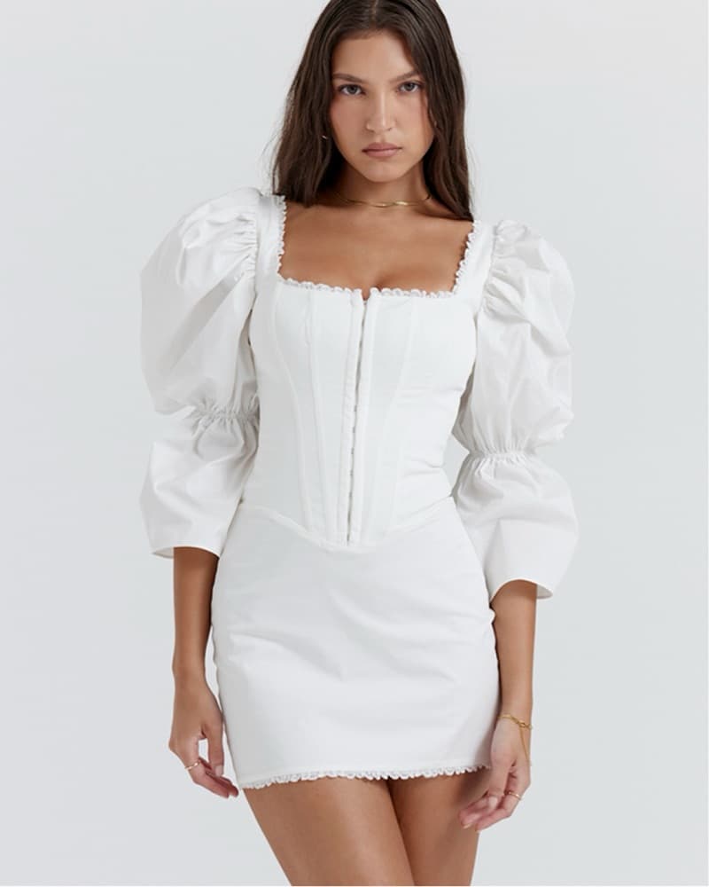 House CB Matilda Puff Sleeve Corset Dres - Image 1