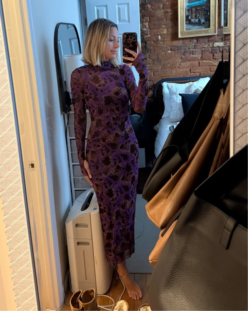 Purple floral longsleeve mesh dress  - Image 3