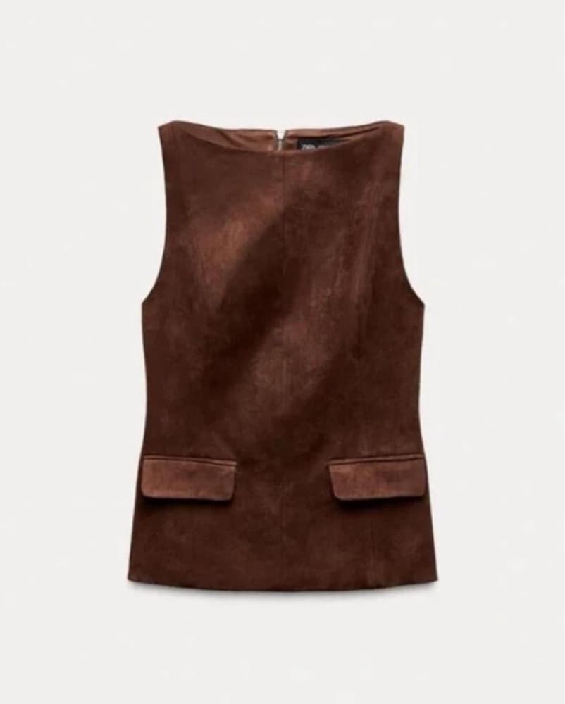 zara faux suede flap top - Image 1