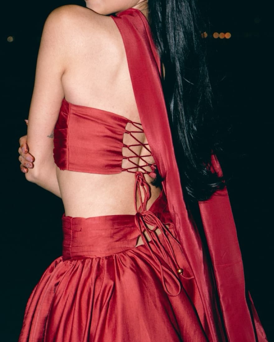 Custom Red Lehenga Gown - Image 2