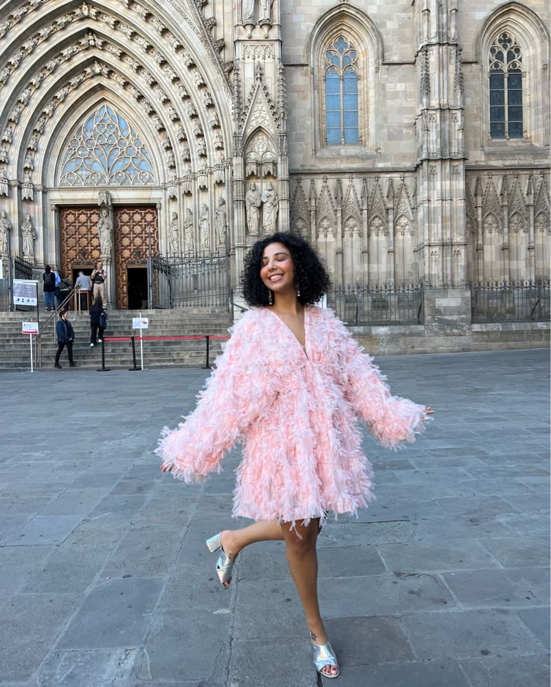 Pink Frilly Party Dress - Image 1