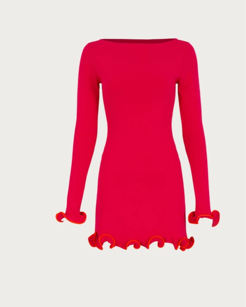 Vibrant Red Ruffle Minidress - Image 2