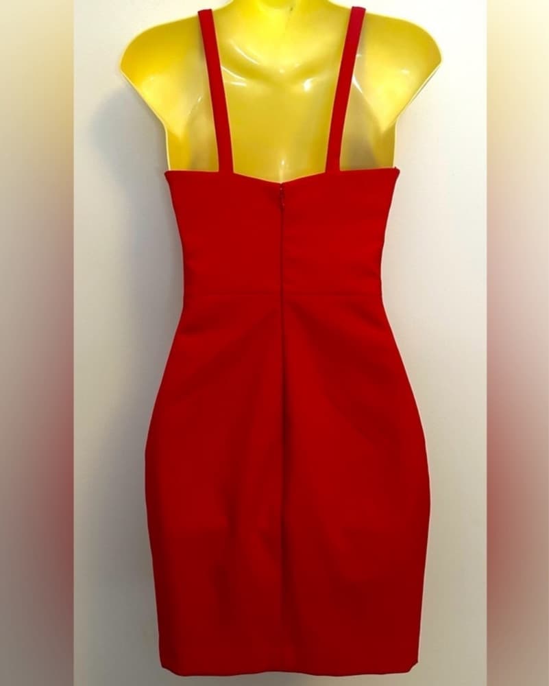 LIKELY Red Square Neck Mini Dress - Image 4