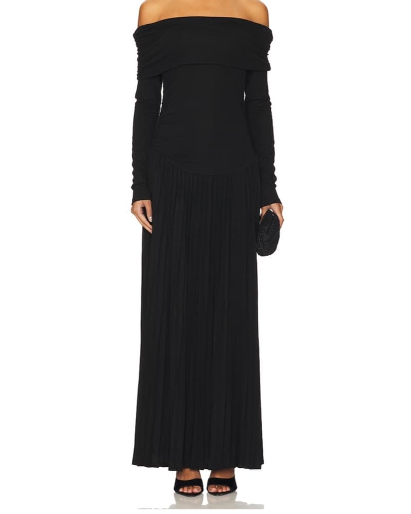  Black Off-Shoulder Maxi Dress - - Image 1
