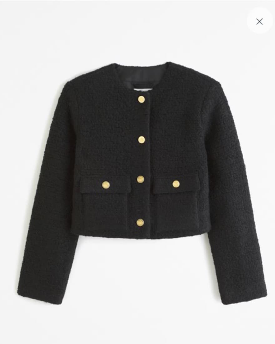 Black Tweed Boucle Jacket - Image 2