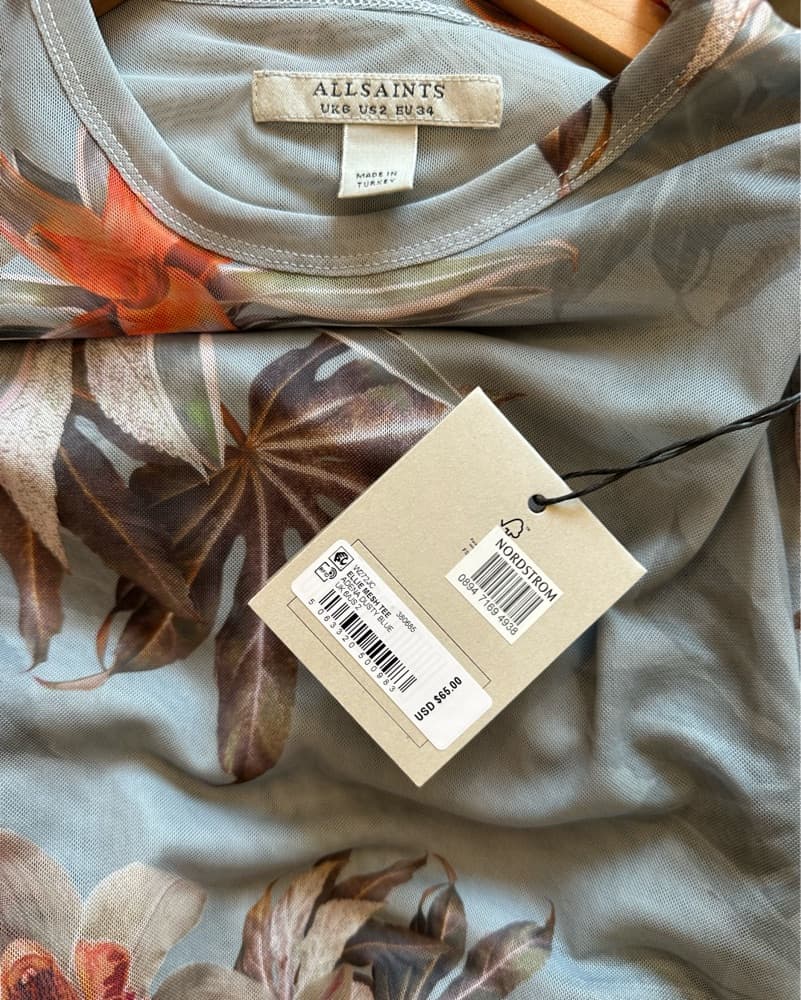 NWT All Saints Ellie Floral Mesh T-Shirt - Image 4