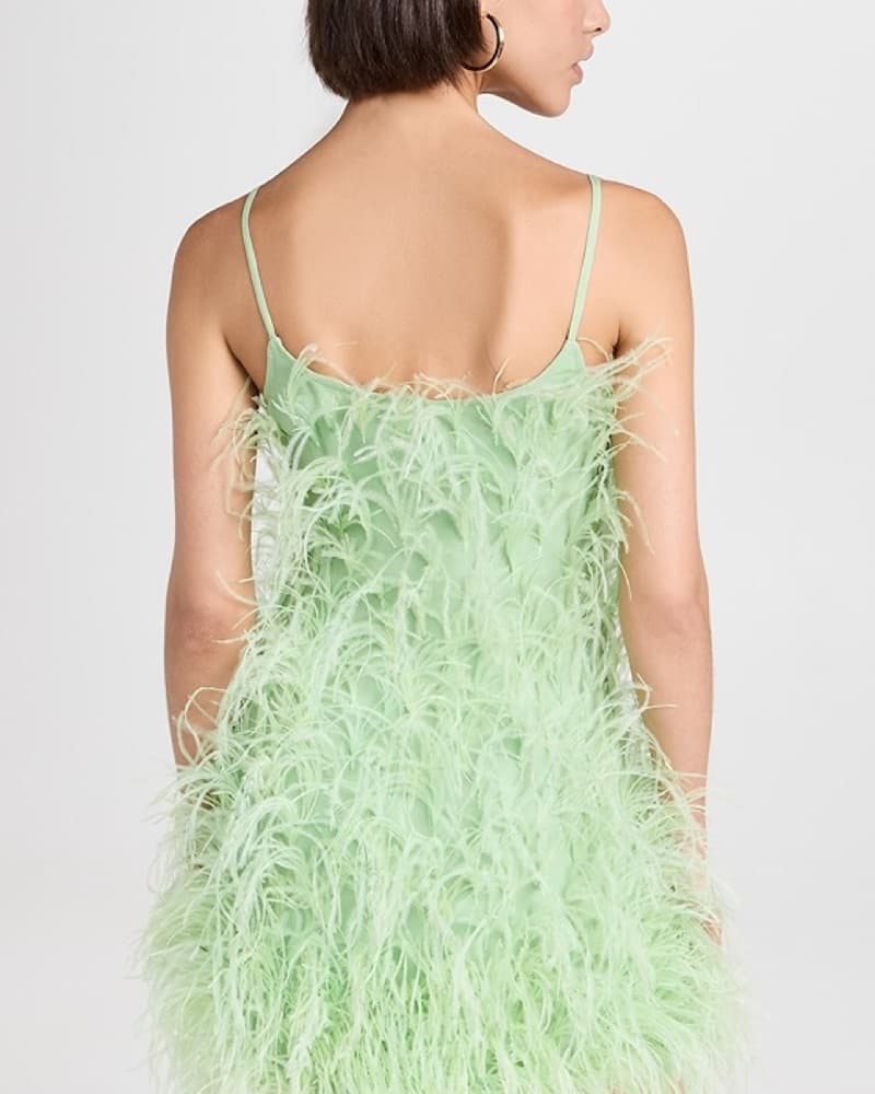Cult Gaia Green Feather Mini Dress - Image 4