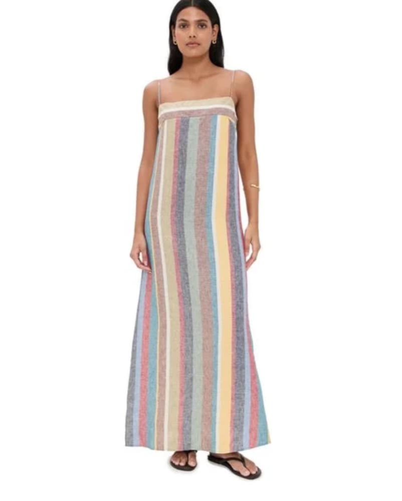 Staud Laura Linen Dress in Rainbow - Image 1