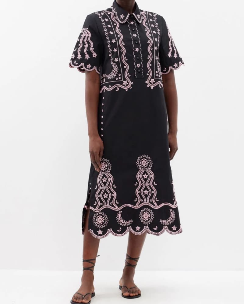 Saloni Dree Broderie Anglaise Midi Dress - Image 2