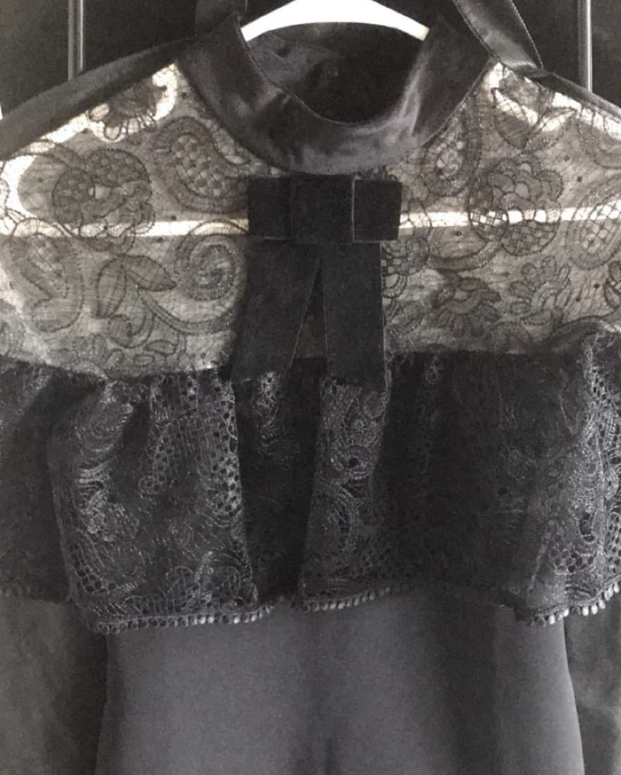Self-portrait Black Bow Cape Mini Dress - Image 3