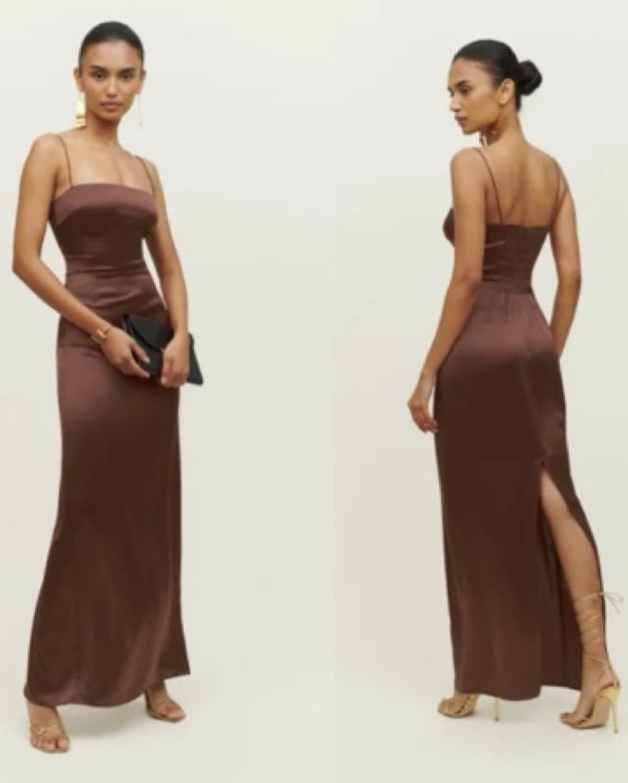 Reformation Brown Silk Frankie Dress - Image 1