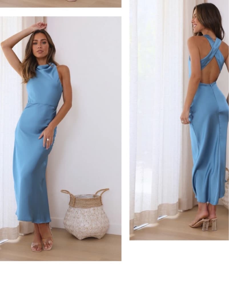 Hello Molly Satin Blue Dress  - Image 2