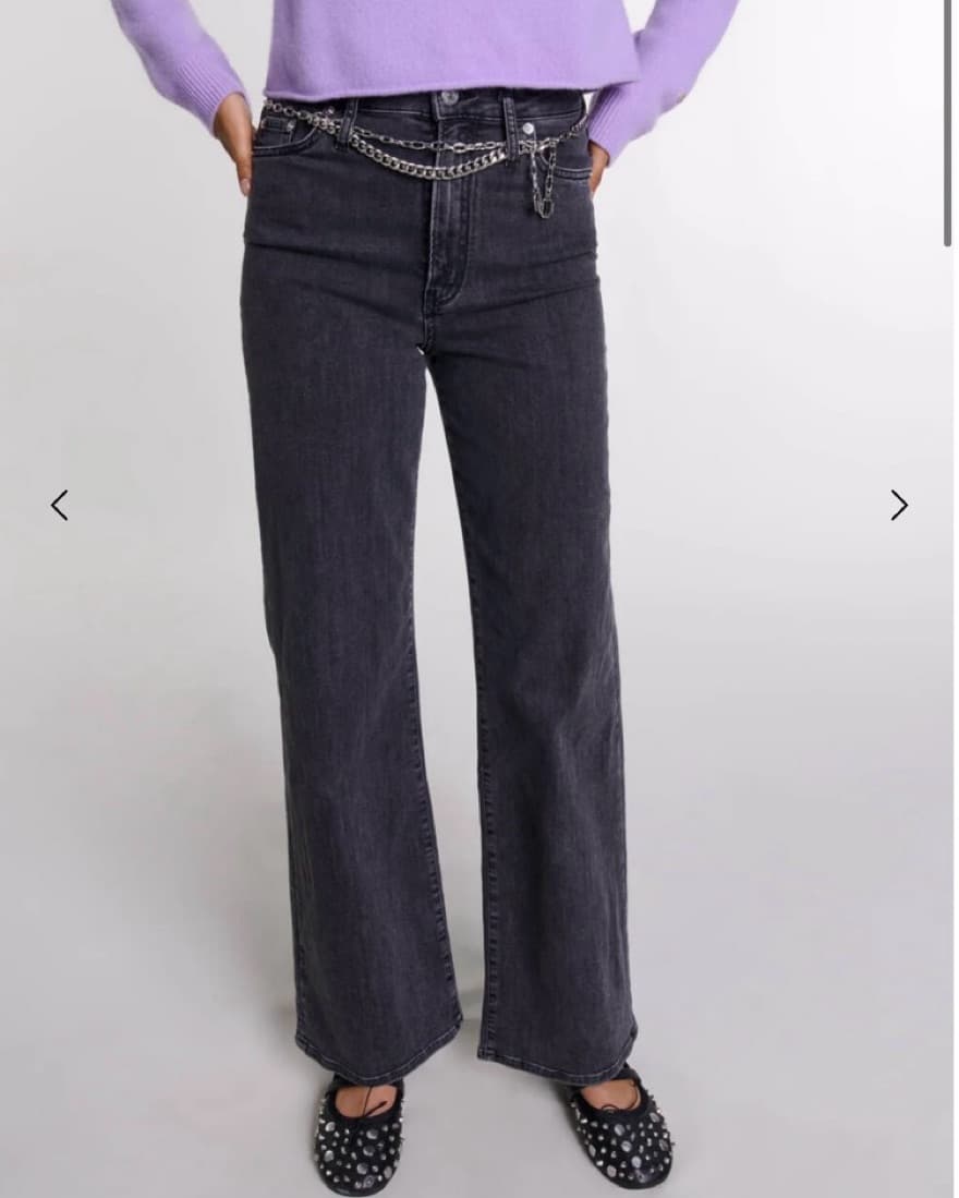 Maje Grey Jeans With Silver Belt - Image 4