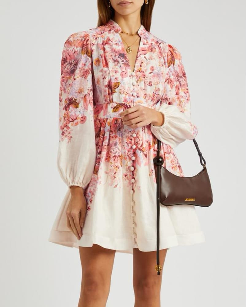 ZIMMERMANN Devi Floral Mini Linen Dress - Image 3