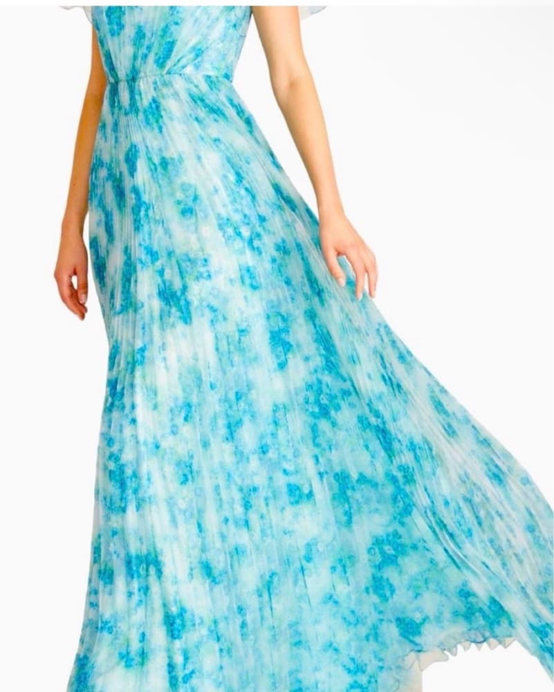 Vibrant Tie-Dye Pleated Gown - Image 2