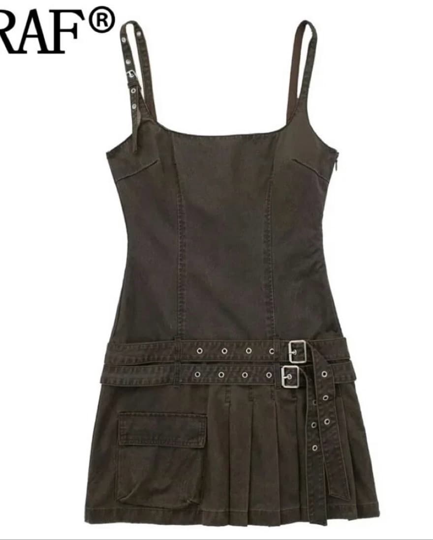 Mini Brown Belt Dress - Image 1