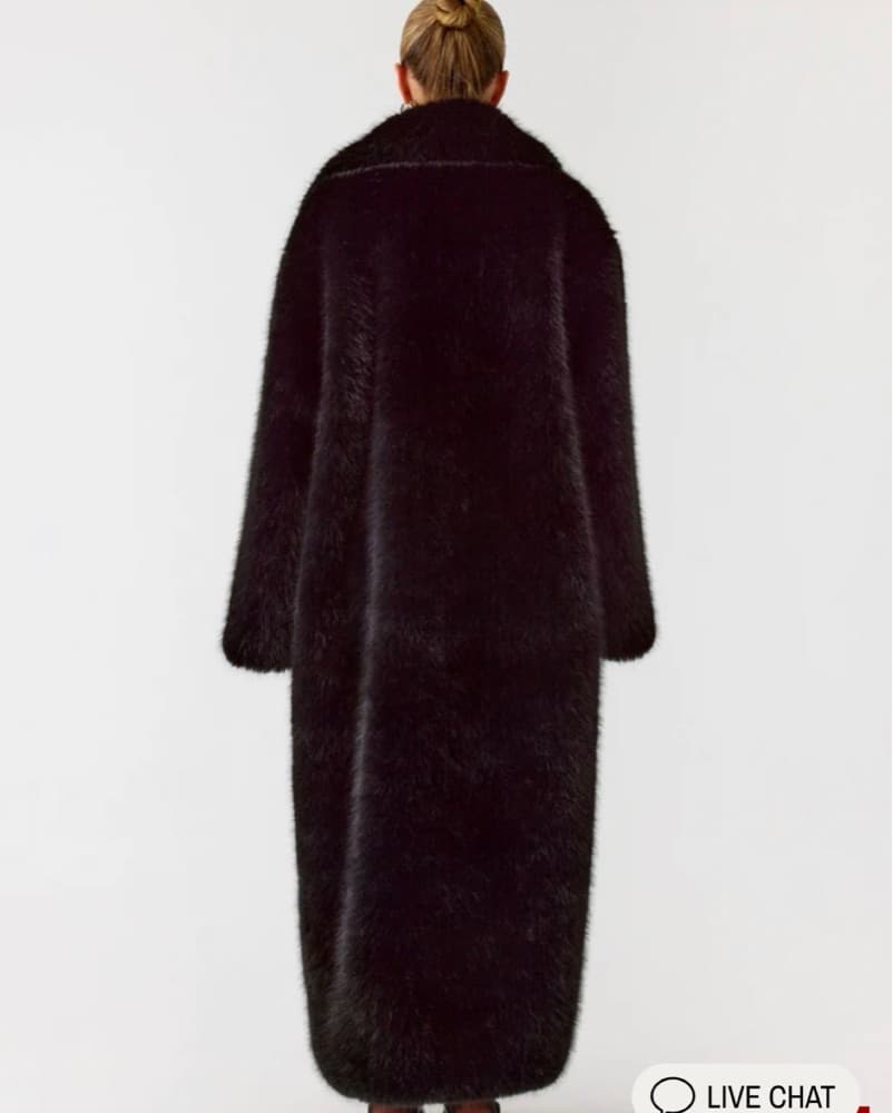 Black Full-Length Faux Fur Maxi Coat - Image 2