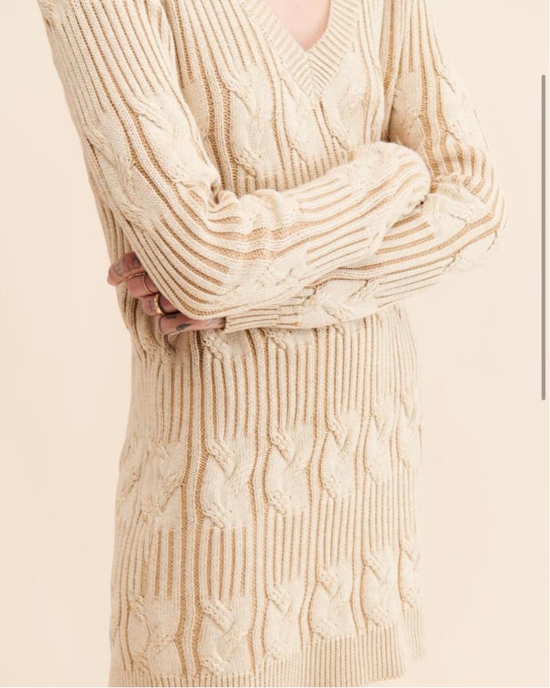 Tan Sweater Knit Dress  - Image 3