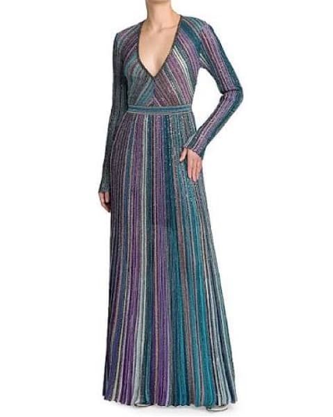 Metallic Striped V-Neck Missoni Dress - Image 1