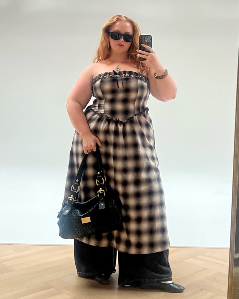 Kimchi Blue Strapless Plaid Midi Dress - Image 1