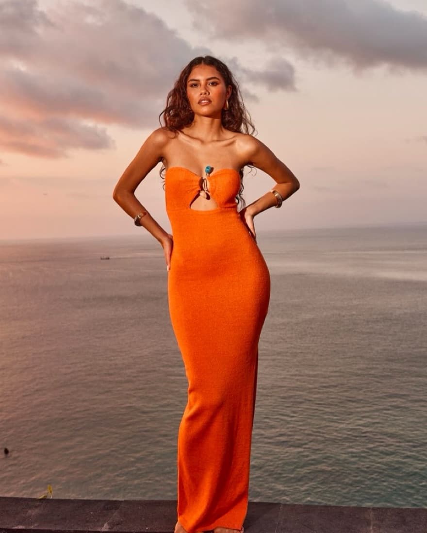 Luna Midi Dress - Coral - Image 1